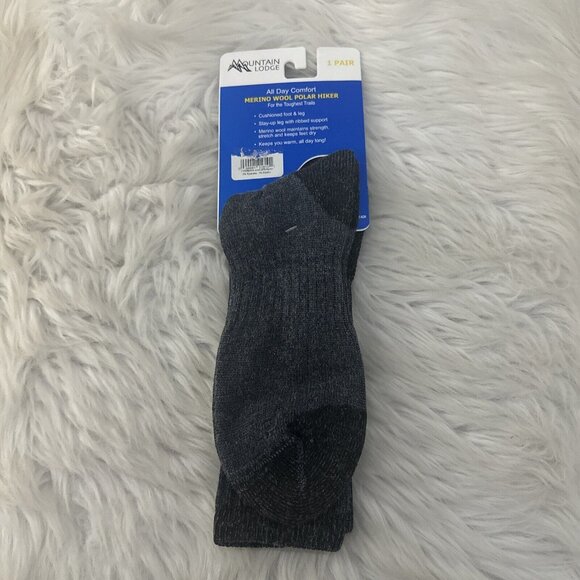 Mountain Lodge Merino Wool Blend 71% Outdoor hiking socks gray 9-12 - Picture 5 of 8